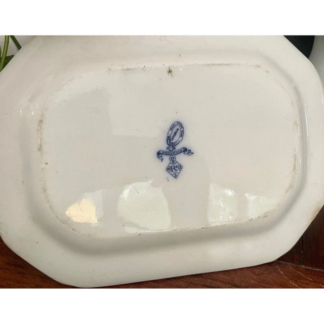 Blue Antique Wedgwood Pearl Stoneware Platter “California” Scene, C. 1875 – Blue & White Transferware For Sale - Image 8 of 10