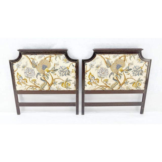 Pair of Very Fine Cerused Mahogany New Upholstery Twin Size Headboards Beds MINT For Sale - Image 11 of 18