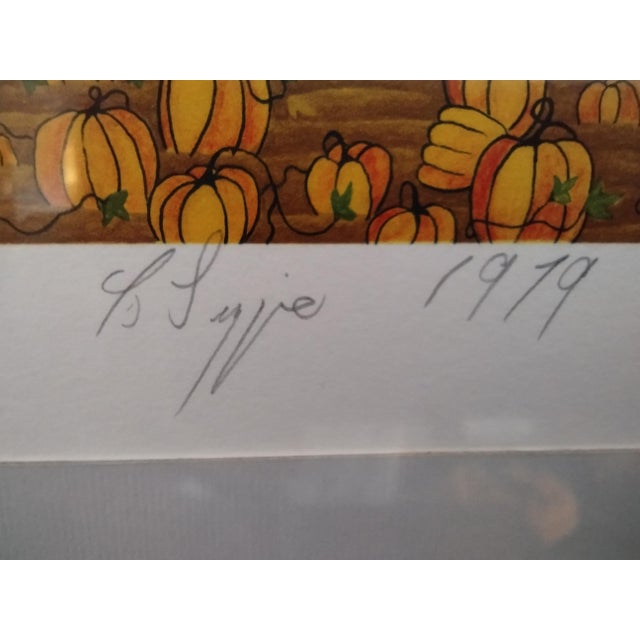 Beautiful original lithograph created and signed by Robert LoGrippo, entitled "Harvest Holiday" (1979). Showing a...