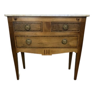 19th Century French Louis XVI Walnut Marble Top Chest of Drawer / Commodes For Sale