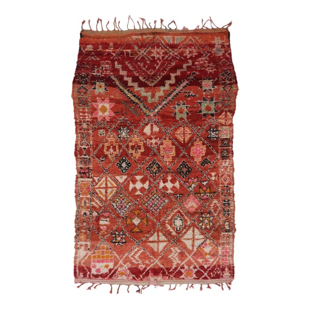 Vintage Red Boujad Moroccan Rug - 05'11 X 09'02 For Sale