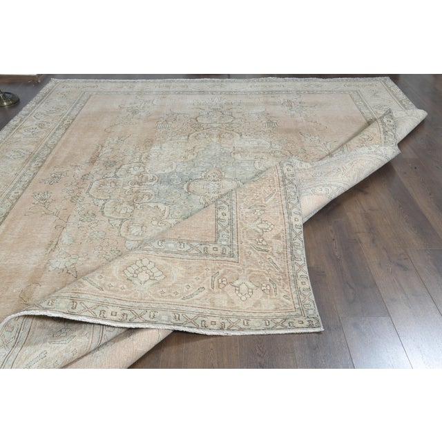 1970s Vintage Persian Handmade Wool Cotton Orange Area Rug For Sale In San Francisco - Image 6 of 11