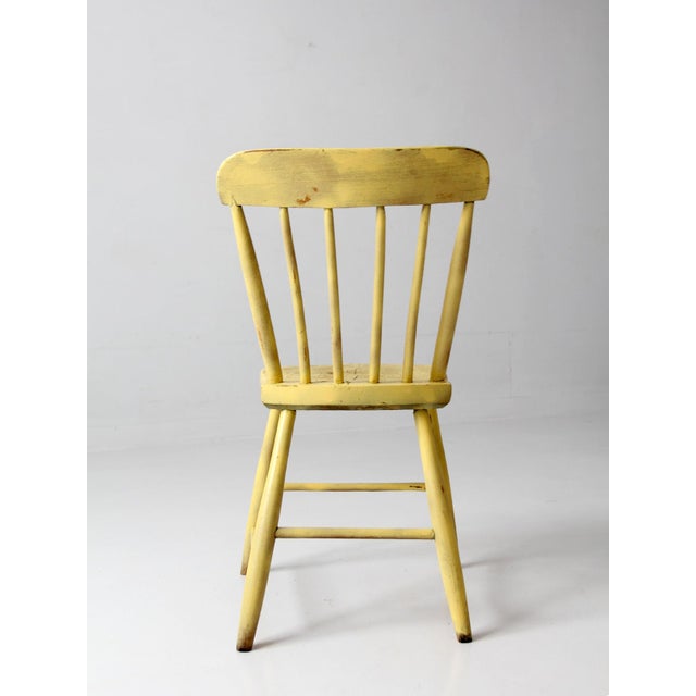 Early 20th Century Antique Primitive Painted Plank Seat Chair For Sale - Image 5 of 12