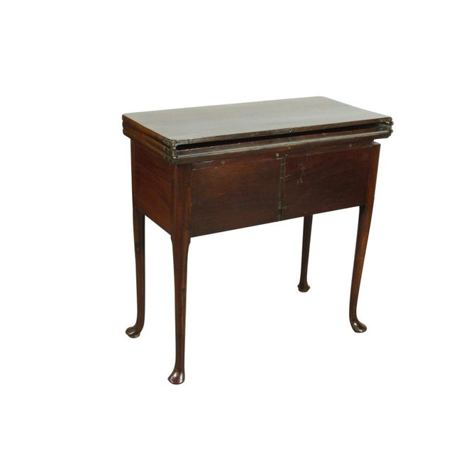 18th-C. Queen Ann Triple-Top Mahogany Game Table For Sale - Image 4 of 10