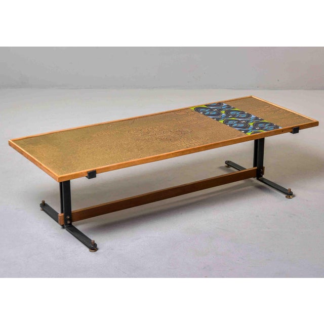 1960s Mid-Century Italian Cocktail Table With Craquelure and Enamel Top For Sale - Image 5 of 12