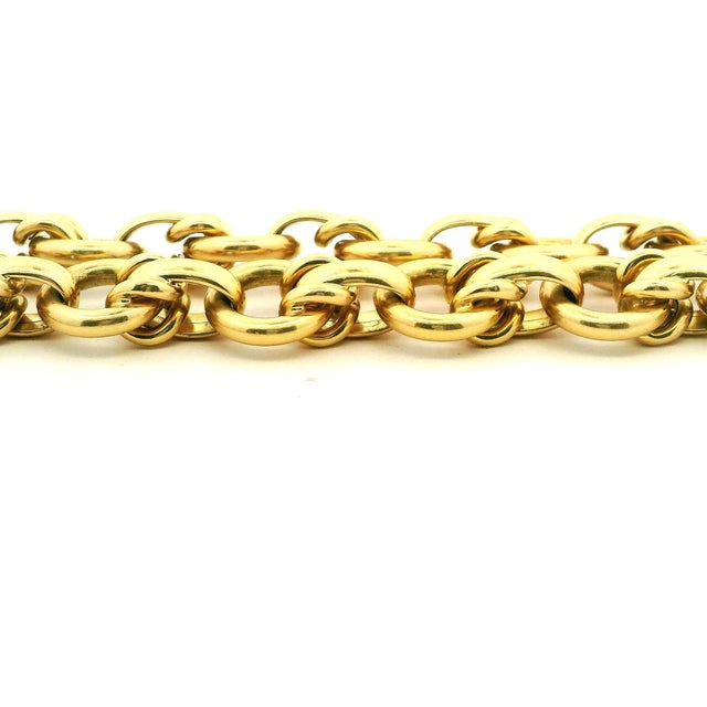 Vintage Maleggi Italian 18k Gold Double Rolo Link Long Necklace, 121.8 Grams For Sale - Image 10 of 13
