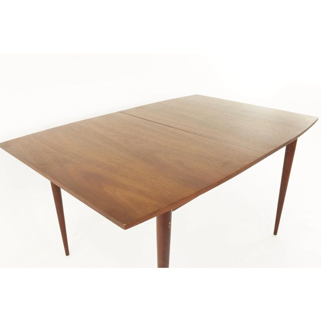 Broyhill Broyhill Sculptra Mid Century Walnut Dining Table With 3 Leaves For Sale - Image 4 of 13