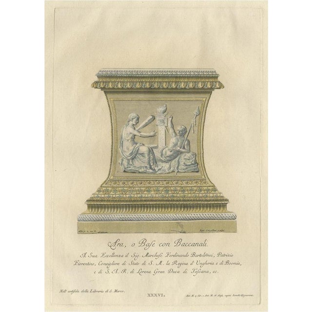Paper Bartolomeo Crivellari, Large Ornamental Bacchic Altar or Pedestal, 1740, Engraving on Paper For Sale - Image 7 of 7
