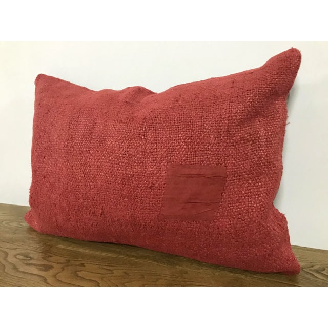 Turkish Turkish Organic Hemp Anatolian Red Lumbar Pillow For Sale - Image 3 of 6