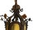 Early 1900’s Original Polychrome Painted Chandelier With Flowers and Amber Glass For Sale - Image 10 of 14