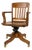 Antique 1920s Solid Tiger Oak Swivel Bankers Desk Chair - Excellent Condition For Sale