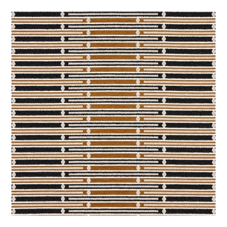 Sample - Schumacher Serapo Rustic Weave Fabric, Carbon & Ochre For Sale