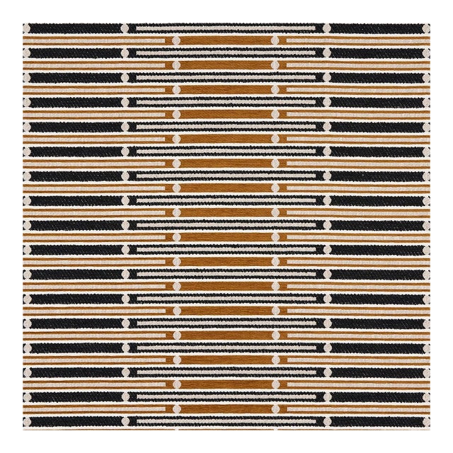 Sample - Schumacher Serapo Rustic Weave Fabric, Carbon & Ochre For Sale