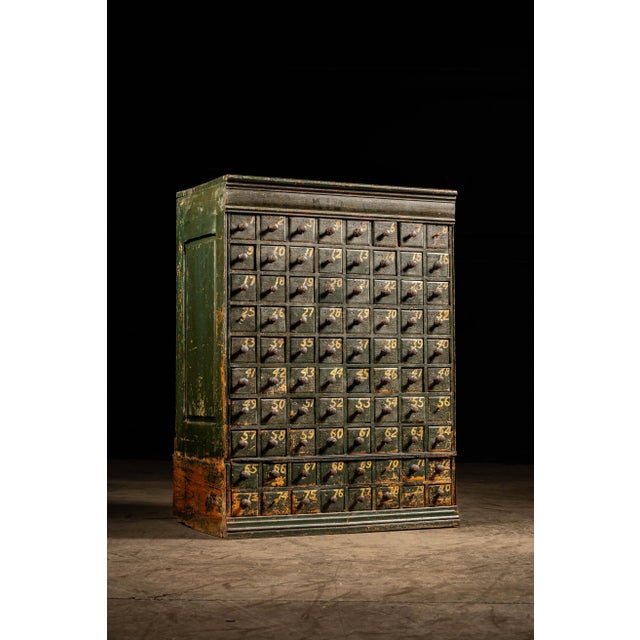 Early 20th Century Industrial Parts Cabinet in Green For Sale - Image 4 of 12