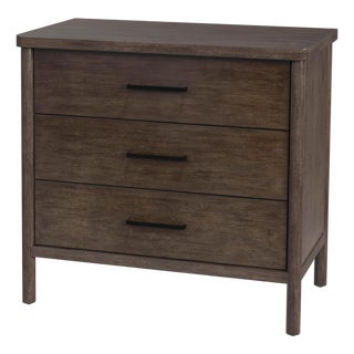 Lennon 34 in. W Rectangular Wood 3 Drawer Rounded Leg Dresser, Soft Brown For Sale
