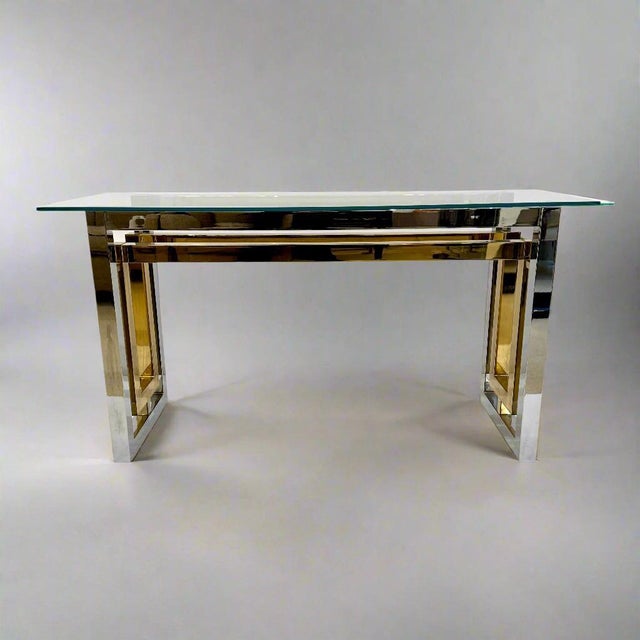 Gold Mid-20th Century Architectural Console table by Romeo Riga, Italy For Sale - Image 8 of 18
