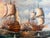 Original Marine Naval Battle Oil Painting Sailing Ships Seascape Framed, Signed For Sale - Image 10 of 11