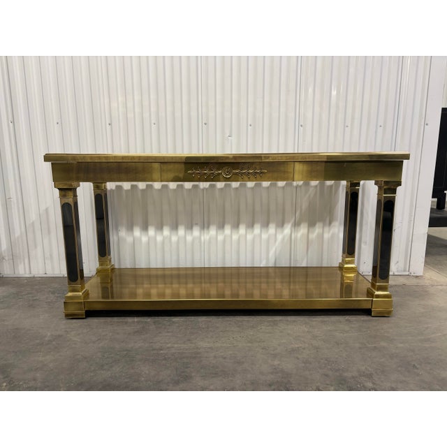 Metal Neoclassical Style Brass Console Table by Mastercraft For Sale - Image 7 of 14