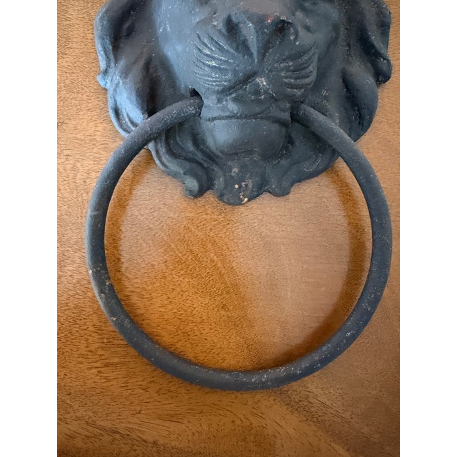Vintage Lion Head Cast Metal Door Knocker With Antique Patina | Chairish