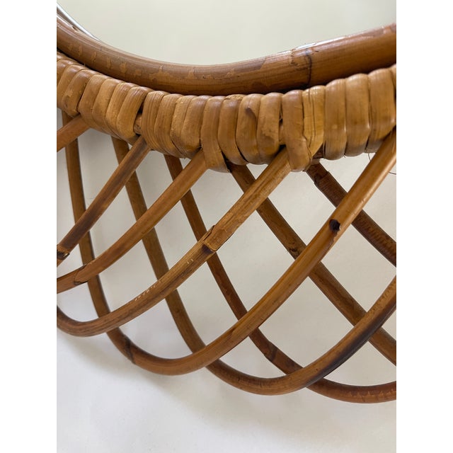 Wood Italian Riviera 1960's Rattan Oval Mirror by Franco Albini For Sale - Image 7 of 9