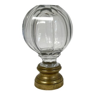Turn of the Century French Crystal Brass Newel Post Finial For Sale