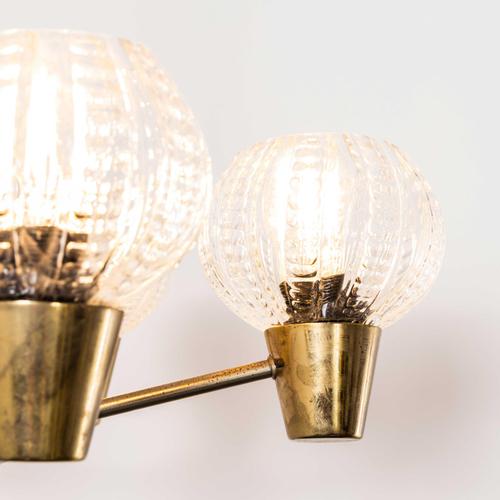 : 1950’s prismatic five pod crystal pendant chandelier. Extraordinary prismatic glass lamp mouth blown in crystal by the...