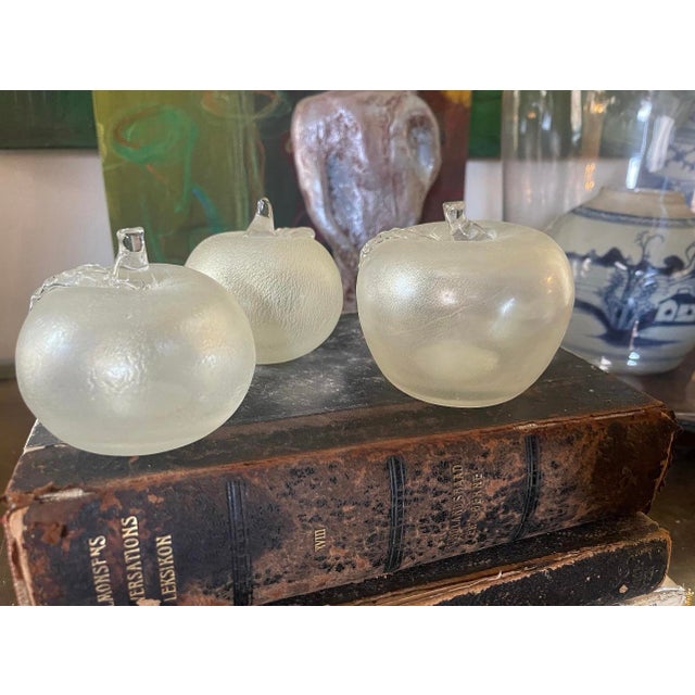 Glass Mid 20th Century Set of Five (5) Glass Apples For Sale - Image 7 of 10