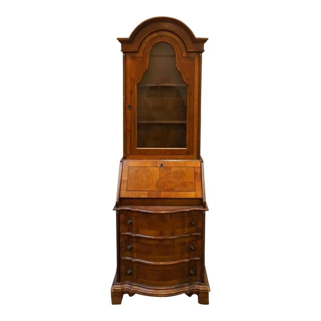 19th Century Biedermeier Style Walnut Mixed Fruitwood Two-Part Secretary Bookcase Cabinet. Veyr light weight. Measures 24"...