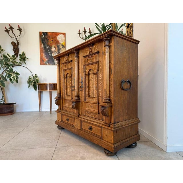 Brown Antique Late Renaissance Sideboard in Oak For Sale - Image 8 of 18
