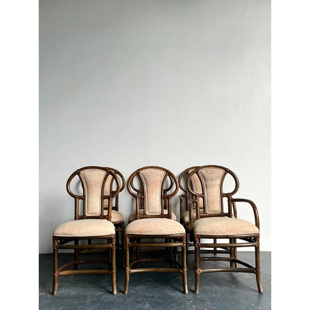 Late 20th Century Vintage Boho Henry Olko for Willow and Reed Bent Rattan Dining Chairs - Set of 6 For Sale - Image 5 of 12
