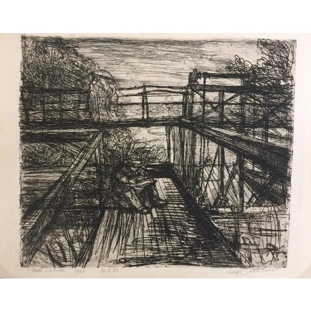Il Poeta del Ponte - Etching by Luigi Bartolini - 1948 1948 For Sale