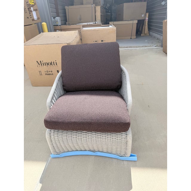 A refined contemporary lounge chair from Minotti’s Halley Outdoor collection, featuring a sleek architectural frame in...