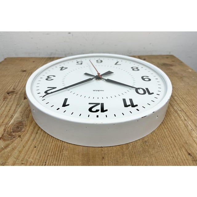 Vintage White Electric Station Wall Clock from Nedklok, 1970s For Sale - Image 12 of 18