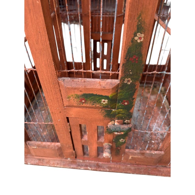 Antique Hand Painted Victorian French Birdcage For Sale In Miami - Image 6 of 10