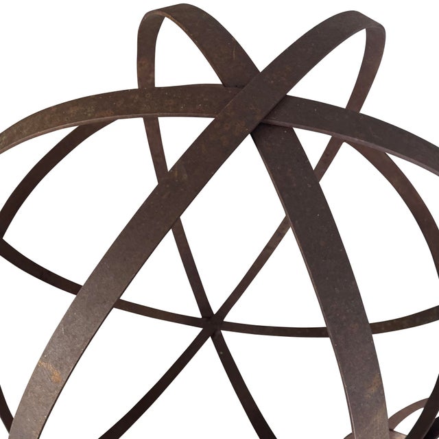 Burnt Umber Set of Three Cast Iron Garden Spheres, Sculptural Design, 1960 For Sale - Image 8 of 10