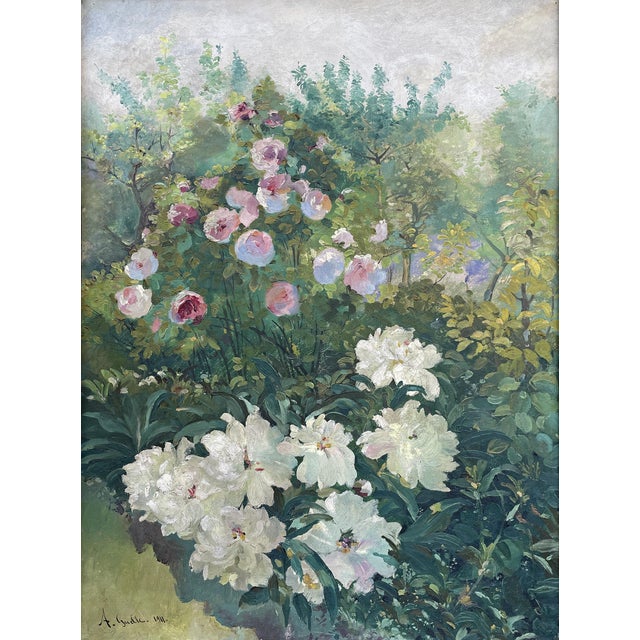 Alexandre Guelle, Flower Garden, 1911, Oil Painting on Canvas, Framed For Sale - Image 18 of 18