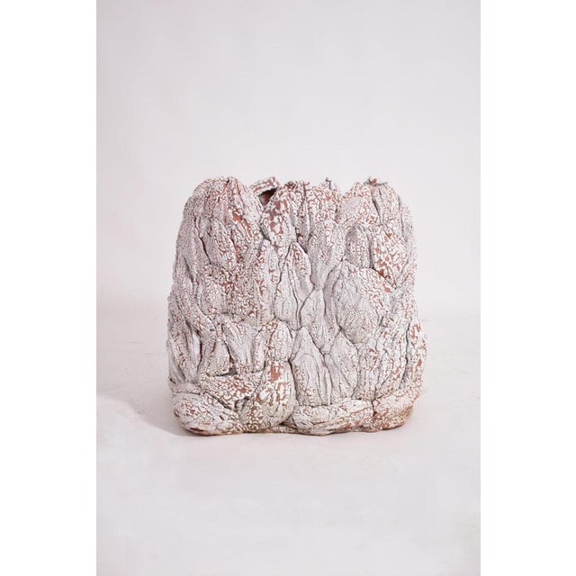 White glazed ceramic planter by Helder, 2023. Length (cm): 57 Width (cm): 57 Height (cm): 57