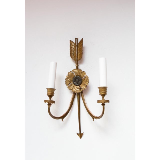 Large French Empire Style Arrow Wall Sconces, 1800s, Set of 2 For Sale - Image 6 of 10