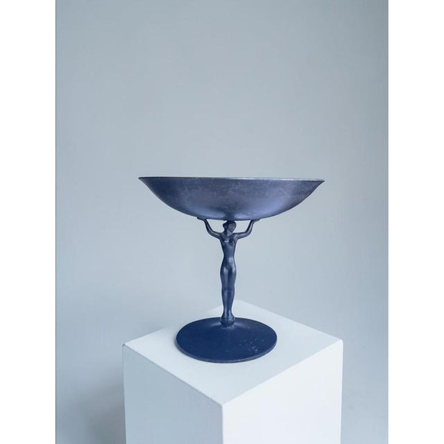 1930s Art Deco Swedish Bronze Figural Centerpiece Bowl by Just Andersen for GAB, Sweden, 1930s For Sale - Image 5 of 10