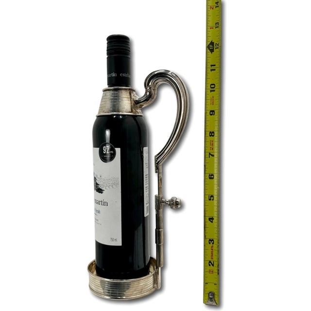 Vintage Late 20th Century Argenteria Peruana ( Peru ) Sterling Silver Wine Bottle Holder - Server For Sale - Image 11 of 12