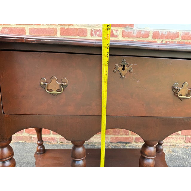 Antique William & Mary Walnut and Burl Walnut Veneer Lowboy Console Table For Sale - Image 12 of 18
