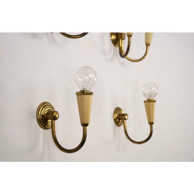Mid-Century Modern Italian Sconces in Lacquer and Brass, 1960s, Set of 4 For Sale - Image 6 of 15