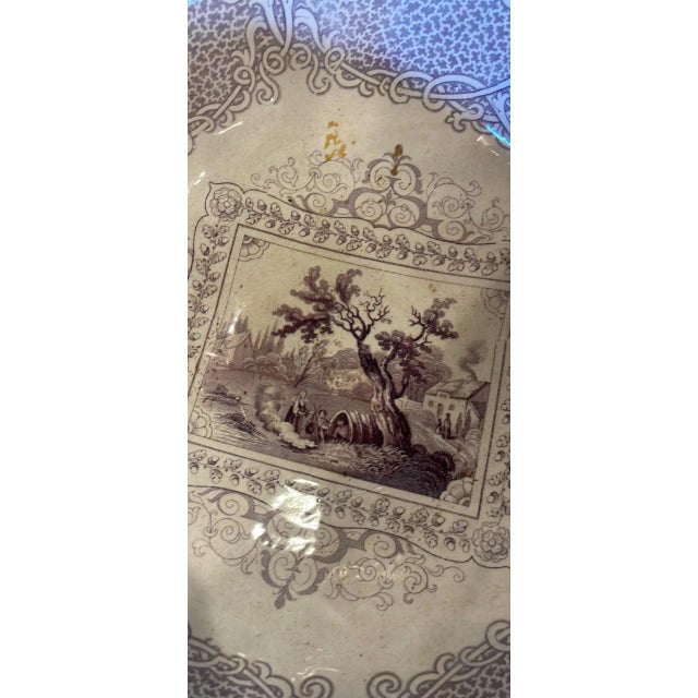 Purple Gipsy Transfer Decorated English Ironstone Pedestal Bowl For Sale - Image 8 of 8
