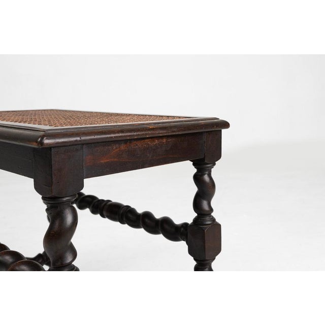 Wood French Wooden Stool with Rattan Top, 1880s For Sale - Image 7 of 13