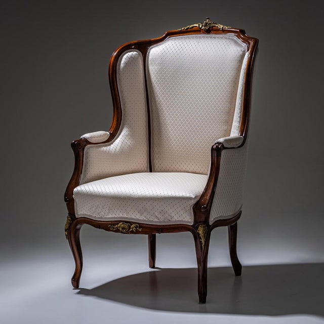 Antique Louis XV Style Wingback Chair, 1880 For Sale - Image 9 of 9