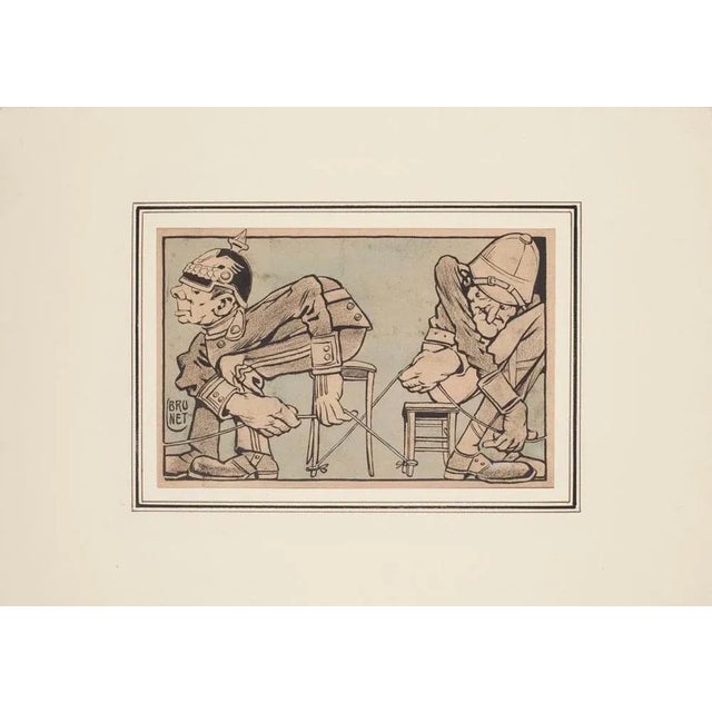 La Guerra 15/18 is anartwork realized by Brunet. China ink drawing and watercolor. Good conditions. Including a cardboard...