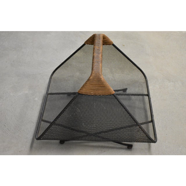 Woodlin-Hall 1960s Tony Paul for Woodlin-Hall Iron Rush Wrapped Handle Log Holder or Magazine Rack For Sale - Image 4 of 6