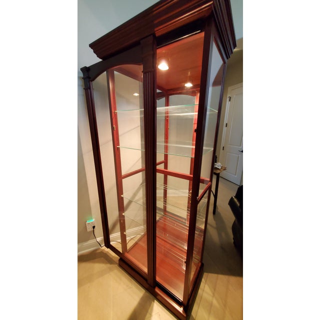 Pulaski Heritage Lighted, Lockable Display Cabinet With Patented Two-Way Sliding Glass Door For Sale - Image 4 of 6