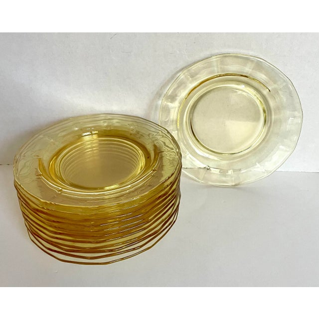 Art Deco Early 20th Century Set of 6 Yellow Depression Era Dessert Salad Plates For Sale - Image 3 of 8