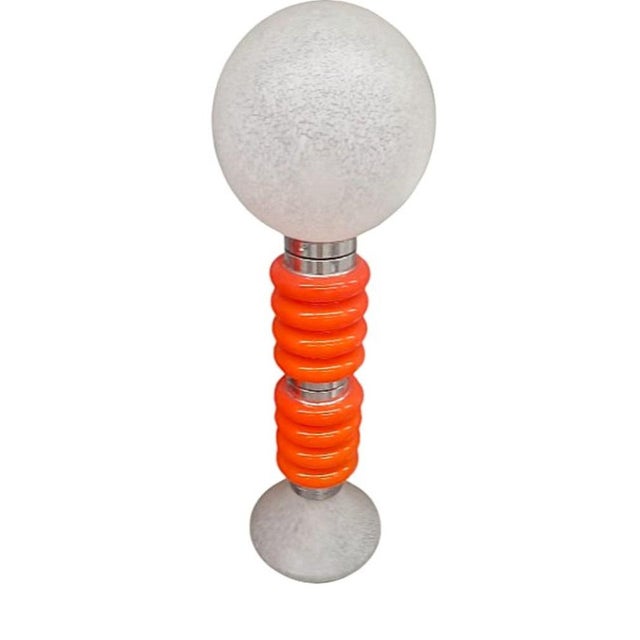 Vintage Italian Space Age Orange Glass Floor Lamps, Set of 2 For Sale - Image 5 of 6